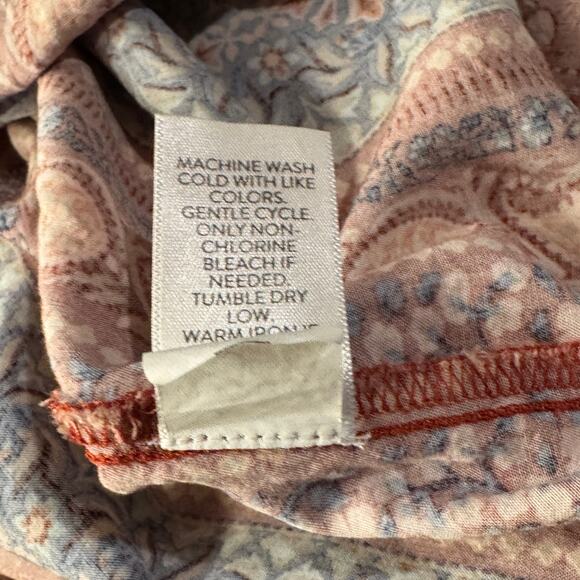 J Jill Large Top Floral 3/4 Sleeves Tie Keyhole Round Neck Lightweight Multi - Picture 10 of 10